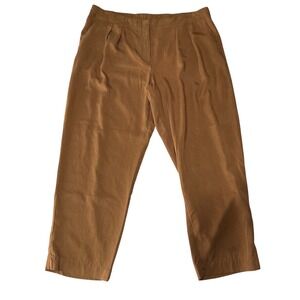 Chicos Skimmer‎ Sz 3(18) Brown Tencel Lyocell Blend Pleated Crop Pants Plus Size